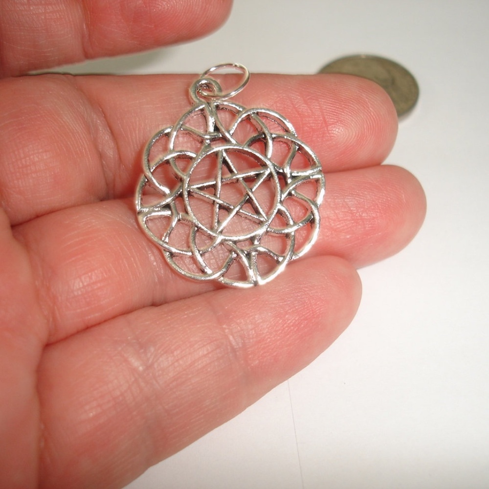 Blessed Moon Artifacts Silver Celtic Pentagram Pendant